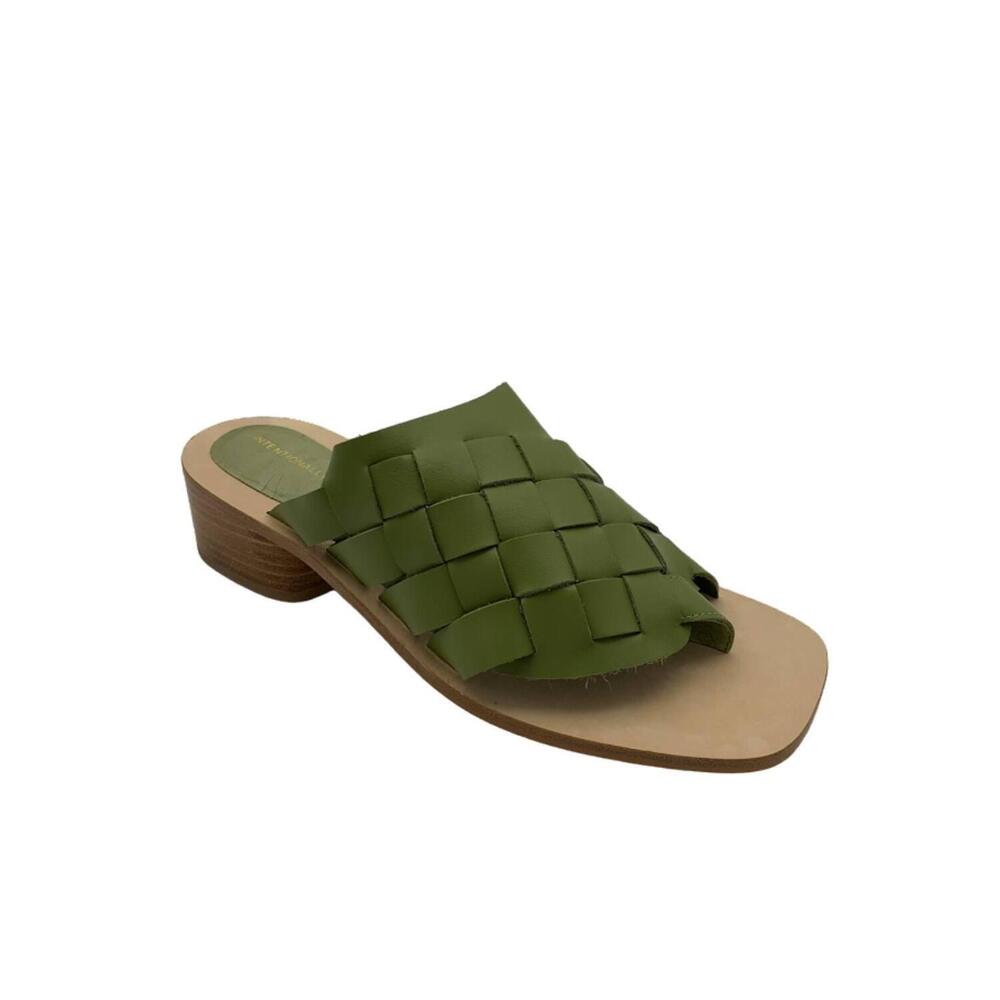 INTENTIONALLY BLANK Woven Leather Sandals Olive - Medium